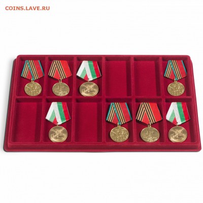 Аксессуары LEUCHTTURM (Германия)!!! - muenztableau-l-mit-12-eckigen-faechern-95-x-47-mm-weinrot-2er-pack-1