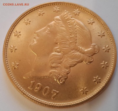 20$ долларов 1907г., золото. 33.40г - 20170330_062841