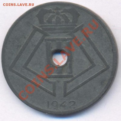 Бельгия 25 сантимов.1942 г. До 8.02.11 г. 22-00 МСК. - Бельгия 25 42