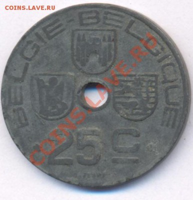 Бельгия 25 сантимов.1942 г. До 8.02.11 г. 22-00 МСК. - Бельгия 25 42.1