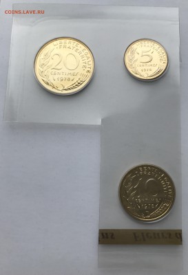 Франция, три монеты: 5, 10, 20 Сантимов, 1978г., UNC - IMG_0671.JPG