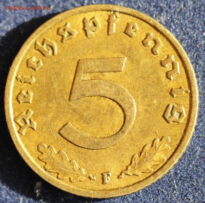 С 1 руб. III-й РЕЙХ 5 пфеннигов 1938г."F" БРОНЗА до 5.04 - IMG_5383.JPG