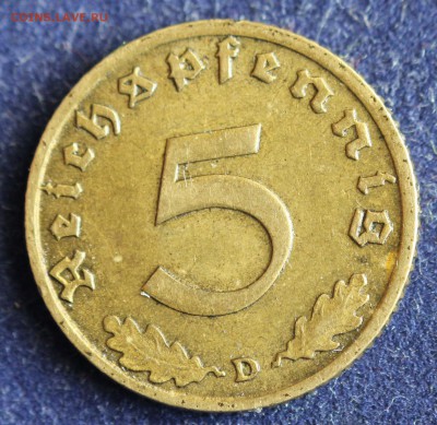 С 1 руб. III-й РЕЙХ 5 пфеннигов 1938г."D" БРОНЗА до 5.04 - IMG_5377.JPG