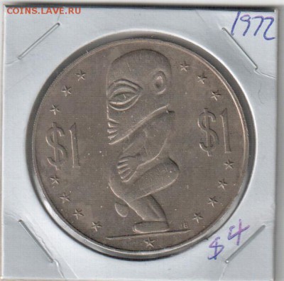 О-ва Кука, Истукан, Шайба, 1 доллар 1972 год - Кука осторова 1 доллар 1972 КМ 7