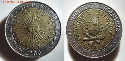МиР МонеТ - иностранные государства и другие (03.06.2020г) - 2.аргентина1песо2006