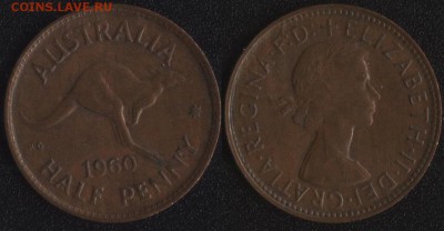 2 пенни 1960 до 22:00мск 08.04.17 - Австралия 0,5 пенни 1960