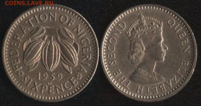 Нигерия 6 пенсов 1959 до 22:00мск 08.04.17 - Нигерия 6 пенсов 1959