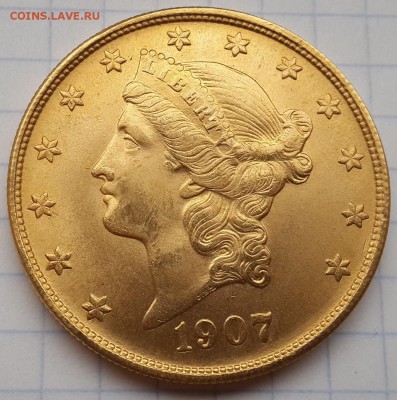 20$ долларов 1907г., золото. 33.40г - 20170402_084513