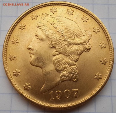 20$ долларов 1907г., золото. 33.40г - 20170402_084545