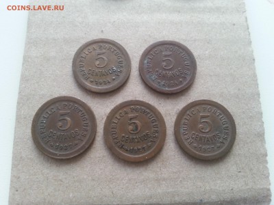Португалия 5 сентаво 1924 и 1927 5шт. №3 до 22-00 04.04.17 - 20170401_113723