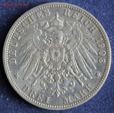 С 1 руб. БАВАРИЯ 3 марк 1908г."D" ОТТО  до 12.04 в 22-00 - IMG_5504.JPG