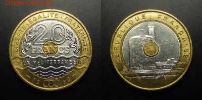 ФРАНЦИЯ 20 франков (1993) до 13.04 (22.00) - Франция – 20 франков (1993) «Средиземноморские игры» (XF) №5