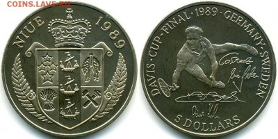 Крона Шайба Ниуэ 5$ долларов 1989 Кубок Девиса Теннис - 5471f78bc7c09