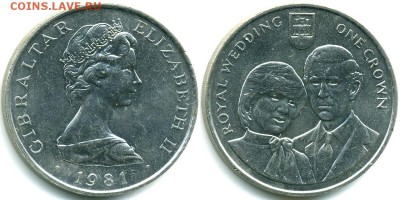 Гибралтар 1 крона 1981 Свадьба Дианы Крона Шайба - 529ca86010775
