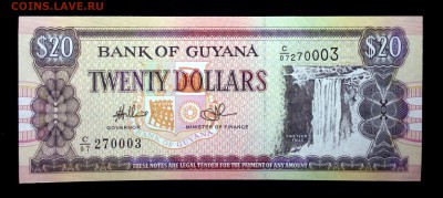 Гайана 20 долларов 2009 unc до 17.04.17. 22:00 мск - 2