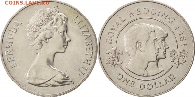 Крона Шайба Бермуды 1$ доллар 1981 Свадьба Дианы - 123