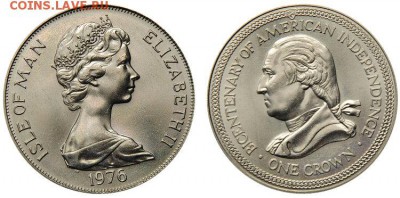 Крона Шайба остров Мэн 1 крона 1976 Вашингтон - 20058.750x0