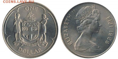 Крона Шайба Фиджи 1$ доллар 1969 герб - 3862