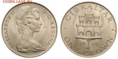 Гибралтар 1 Крона 1968 Замок Шайба - 15737.750x0