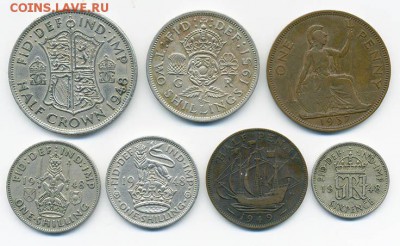 Подборка монет Британии Георг VI 7 шт. - Британия_Георг-VI_подборка-7шт_р
