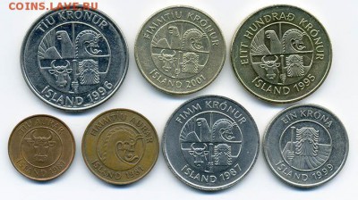 Подборка монет Исландии 7 шт. - Исландия_подборка-7шт_а