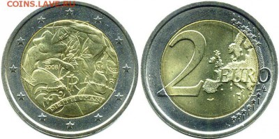 2 евро Италия 2008 Декларация прав человека - 2-euro-2008-diritti-umani