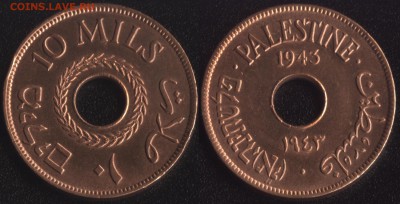 Монеты с отверстием в центре - palestina_10_mils_1943 бронза