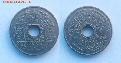 Голландская Ост-Индия 5 центов 1922 - Индия+ Нидерландская (Голландская Ост-Индия) 5 центов 1922