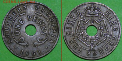 Родезия Южная 1 Пенни 1951 - Родезия Южная 1 Пенни 1951 (VF 150)