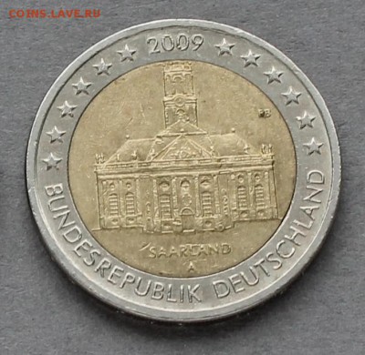 2 евро 2009, Германия, Церковь Людвига в Саарбрюккен,до17.04 - 2euro2009a