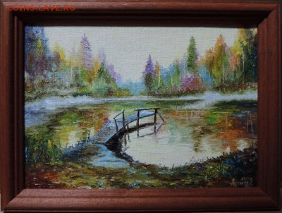 КАРТИНА "Мостик на лесном озере" холст,масло Низкий СтартКАР - DSCN4596