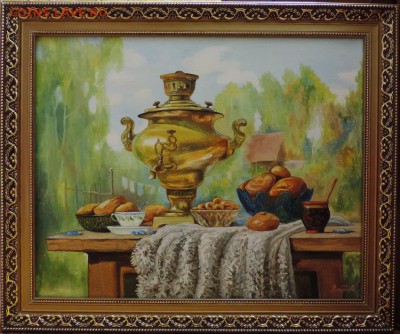 КАРТИНА большая "Натюрморт с самоваром" холст,масло - DSCN4558