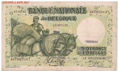 БЕЛЬГИЯ 50 ФРАНКОВ 1942 ДО 20.04.2017 В 22.00МСК (Д766) - 1-б1