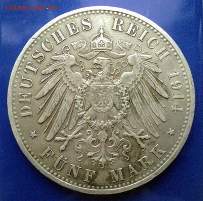 Пруссия 5 марок 1914 - реверс. - Германия-Пруссия_1914-5марок_Р.JPG