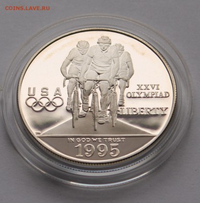 США. 1 доллар 1995. ОИ Атланта. Велоспорт.  Серебро - 3