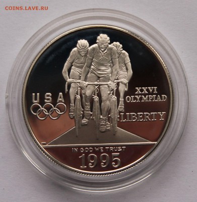 США. 1 доллар 1995. ОИ Атланта. Велоспорт.  Серебро - 2