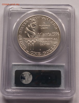 США. 1 дол. 1996. Денвер. ОИ Атланта. Гребля. СЛАБ, MS-69 - 9