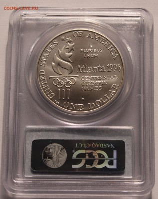 США. 1 дол. 1996. Денвер. ОИ Атланта. Гребля. СЛАБ, MS-69 - 4