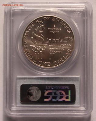 США. 1 дол. 1996. Денвер. ОИ Атланта. Гребля. СЛАБ, MS-69 - 3