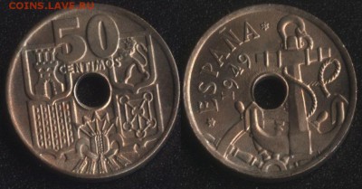 Испания 50 сентимос 1949 (БЛЕСК!) до 22:00мск 21.04.17 - Испания 50 сентимос 1949 (БЛЕСК!)