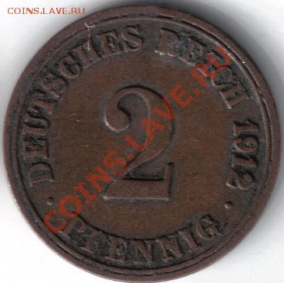 Германия 2 пфеннига 1912А до 11.02 21.00мск - Германия 2 пфенниг 1912А-1