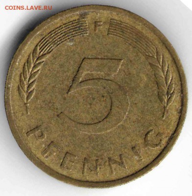 ФРГ 5 пфеннигов 1980 F до 24.00 23.04.17 г. - заграница20