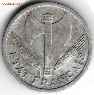 Франция 2 франка, 1943 г. до 24.00 23.04.17 г. - заграница1