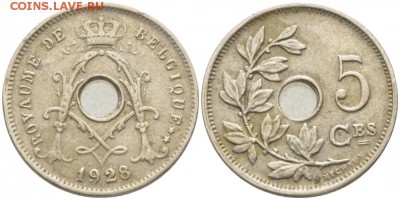 Монеты с отверстием в центре - 5 1928 на франц