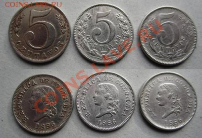 Колумбия 5 сентавос 1886г. Остатки! - колумбия4