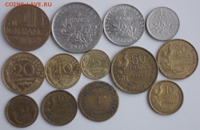 подборка монет Франции 13 шт.1939-1996гг. - фр
