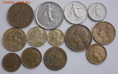 подборка монет Франции 13 шт.1939-1996гг. - фр1