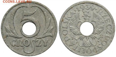 Монеты с отверстием в центре - 5 грош 39.JPG