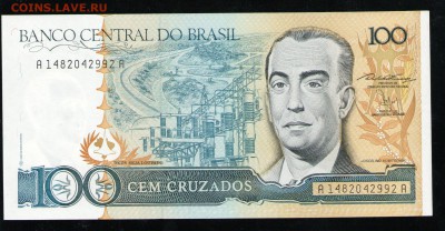 БРАЗИЛИЯ 100 КРУЗАДО 1986-88 UNC ДО 25.04 22:00 МСК - 21 001