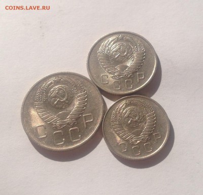 10 , 15 , 20 копеек 1957г.(4) , шт.блеск , до 26.04.17г. - 10-15-20-57-4-4